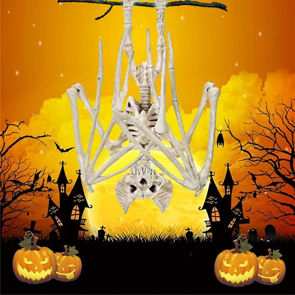 Halloween Horror Flaggermus Skjelett Skjelettmodell Festdekorasjon White