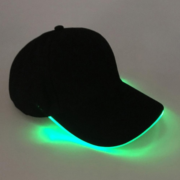 Lue LED Lysende Baseball Hat Party Peaked Sports Caps Black green light