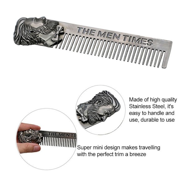 1 Stk Gentelman Barber Styling Metal Kam Værktøj Rustfrit Stål