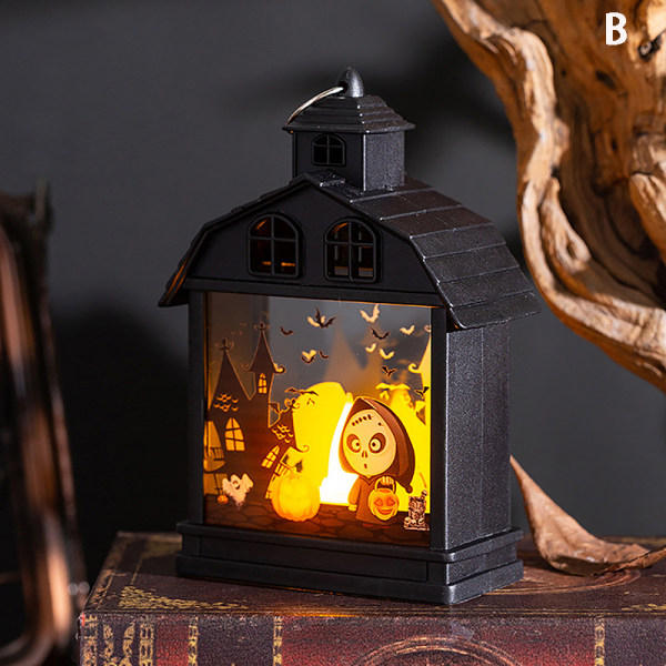 Halloween Retro bærbare lanternenattlys Vintage LED type-B