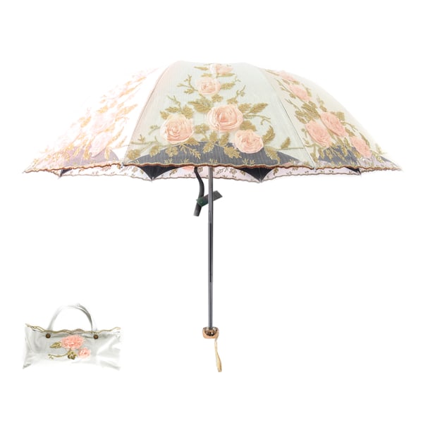 Aurinkovarjo Pitsisateenvarjo Anti-UV Sun/Rain 3 kokoontaittuva sateenvarjo Yellow