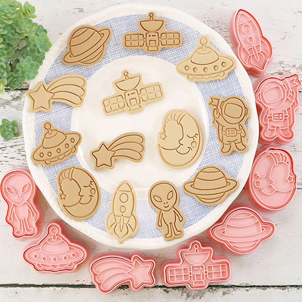 8 stk./sæt Space Astronaut Biscuit Form 3D Cartoon Cookie Form