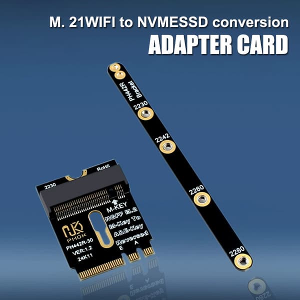 M.2 A+E - NVME SSD -sovitin M2 WIFI -liitäntä A/E-avaimesta M-avaimeen Onesize