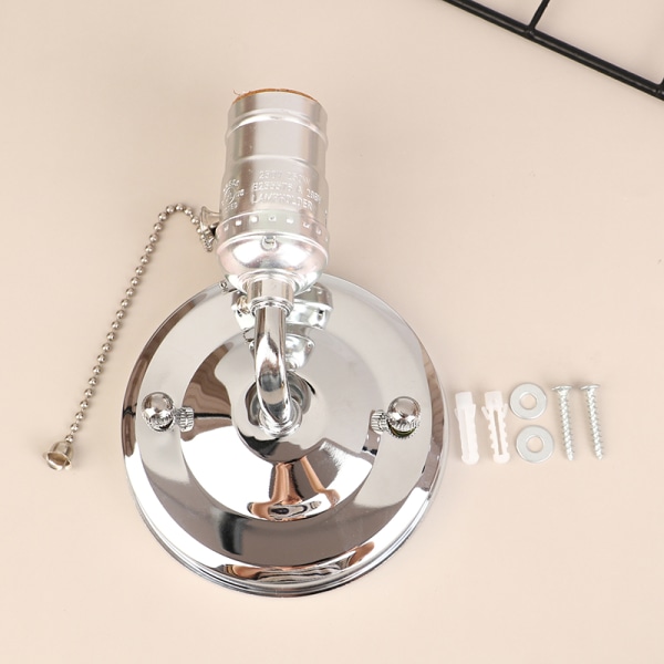 Træk kædekontakt LED væglamper base Loft væglamper base Silver