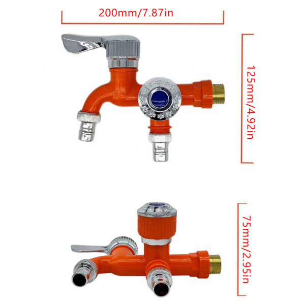 Dual Control Dobbel utløp Vannkran Universal grensesnittkran orange