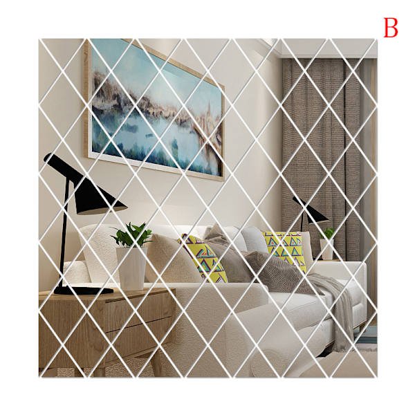 Diamond Spliced Tarrat Akryyli Mirror Sheets Seinätarrat 17pcs