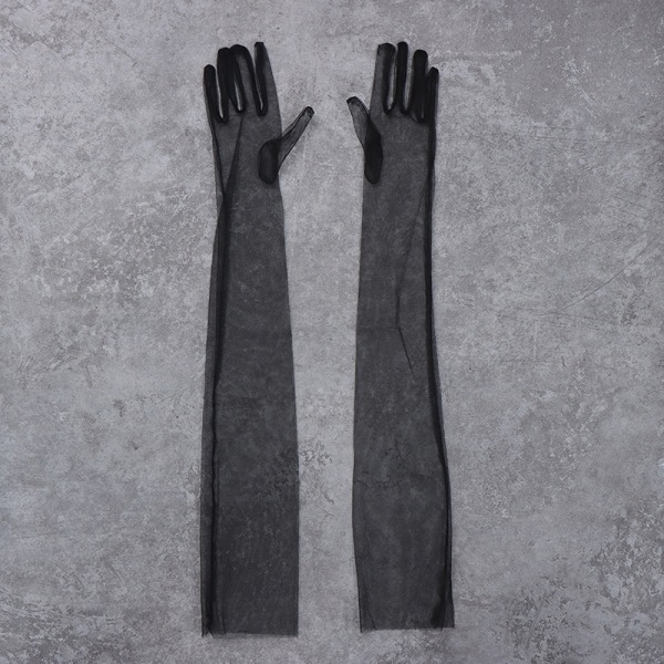 70 cm Läpinäkyvät Tylli Käsineet Ultra Thin Gloves Kyynärpää Pitkät Käsineet Pho Black