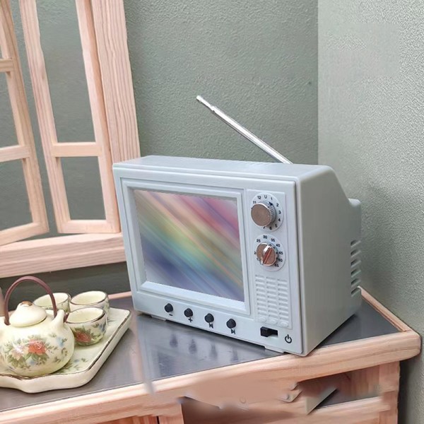 Dockhus Mini TV USB laddningsleksak prydnadssimuleringsleksak Red