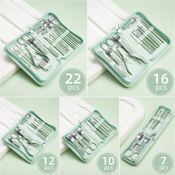 Nail Art ter Pedikyr Sax Nail Clipper Tool Set Green 10 PCS