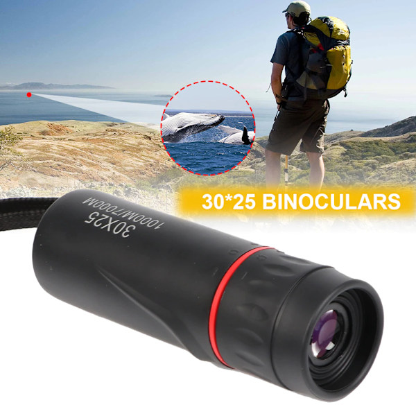 HD 30x25 Monocular Telescope Kikkert Zooming Fokus Black