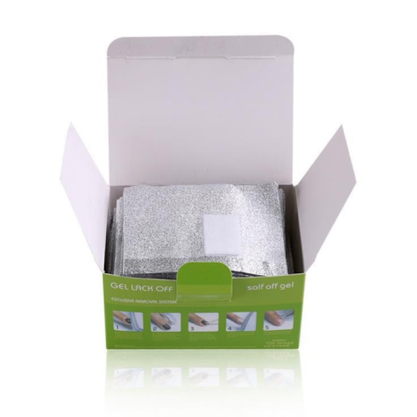 100 stk/æske Neglefolie Gel Wraps Polish Remover