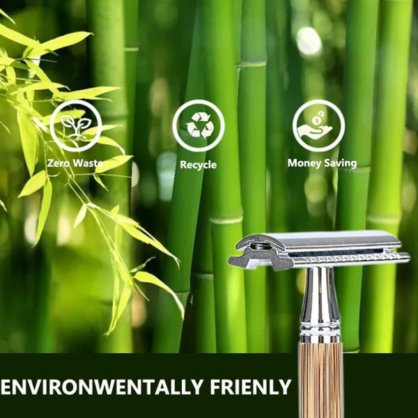 Miljøvenlig barberkniv Langt naturligt bambusgreb Dobbelt Ed N2