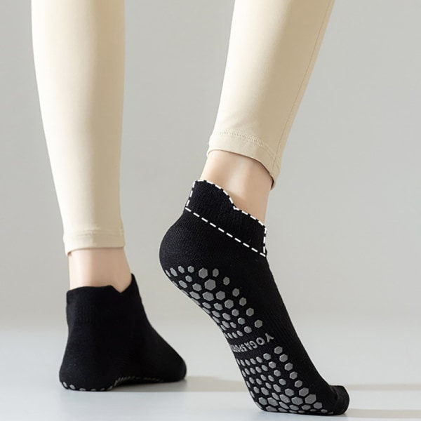 1Pair Naisten liukastumista estävät sukat Jooga-sukat puuvillaiset elastisuussukat Black