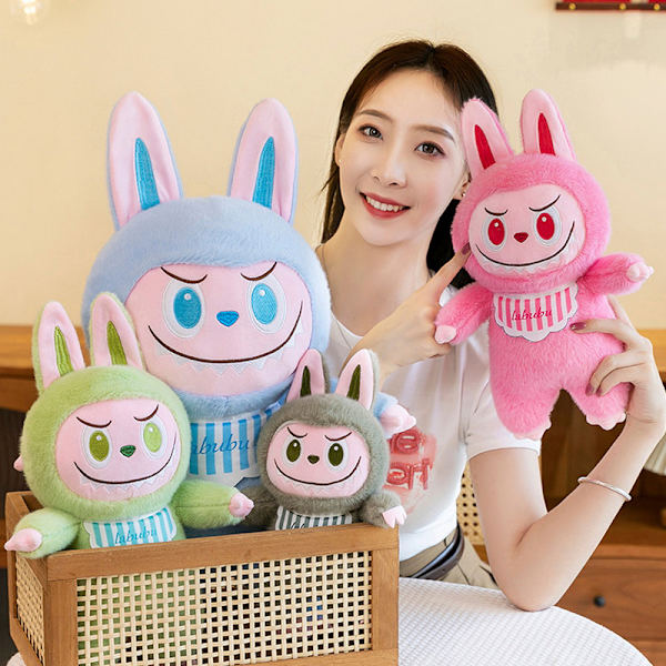 28cm Labubu Plyschdocka Kawaii Mjukisdjur Mjuk Figur Modell Bi Light green