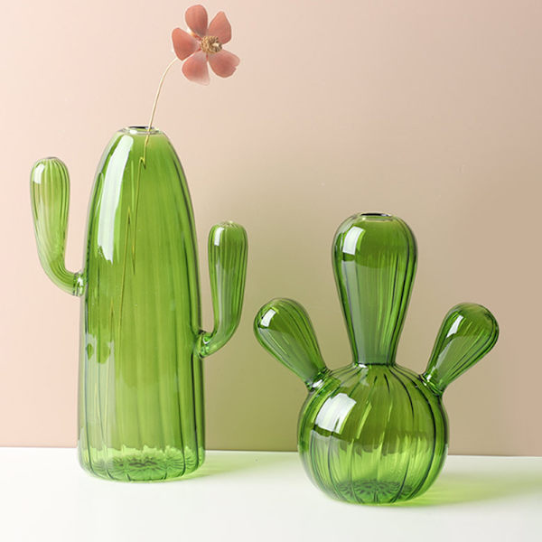 Kaktusglassvase til romdekorasjon Dekorativ glassflaske A3