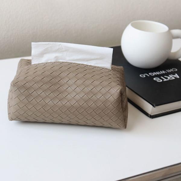 1 kpl Weave Leather Tissue Box Tyylikäs autopaperipidike Khaki