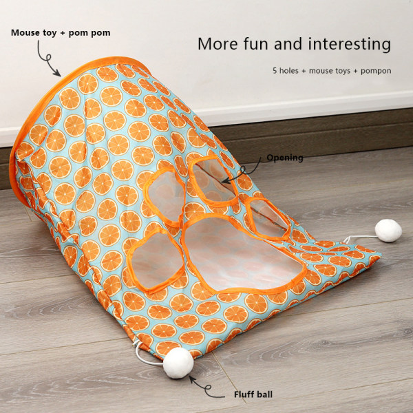 Sammenleggbare Cats Tunnel Pet Interactive Treningsleker Orange