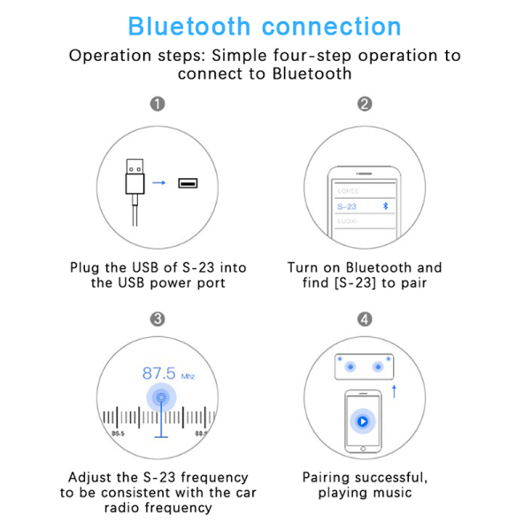 Bluetooth 5.0 Bil o Sender Trådløs FM-sender Black
