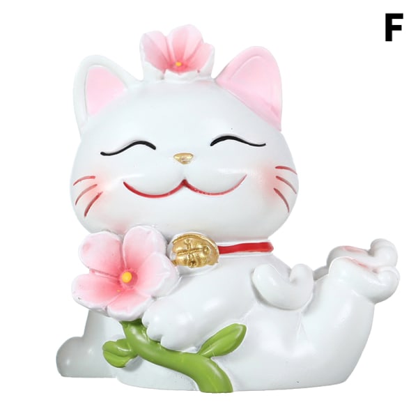 Resin Lucky Cat Ornament Cherry Blossom Cats Phone Stand Holder F