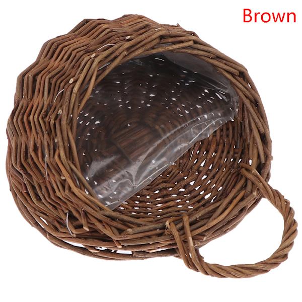 Flower er Wall Hanging Wicker Rattam Basket Garden Vine Pot s H Brown