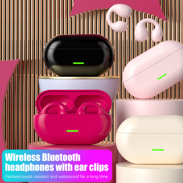 Trådløse øretelefoner Øreclips Bluetooth-hovedtelefoner Stereo White