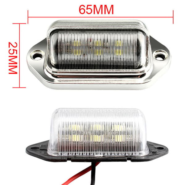 Chrome 6 LED-nummerskilt merkelyslampe for lastebil SUV-tilhenger Silver