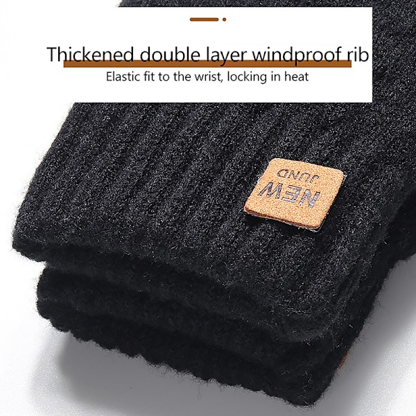Cashmere Handsker Vintervarme Five Finger vanter udendørs Black