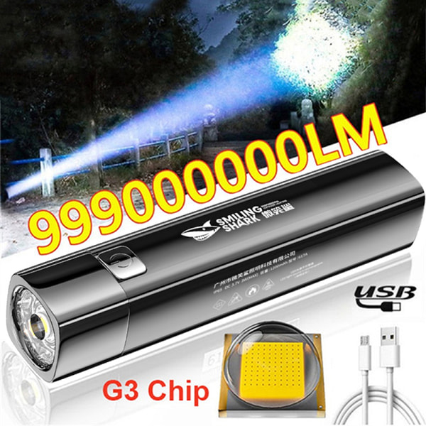 2 IN 1 990000LM Ultra Bright LED-taskulamppu taskulamppu ulkokäyttöön Black