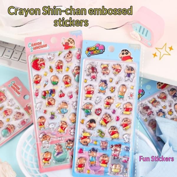 e Sarjakuva Crayon Shin 3D Stereo Relief -tarra DIY-matkapuhelin Random