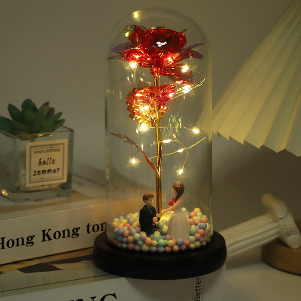 Eternal Flower Glas Rose dekor Bright red