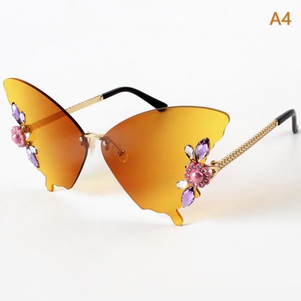 Kehyksettömät perhonen muotoiset aurinkolasit timanttipinnoitetut A4