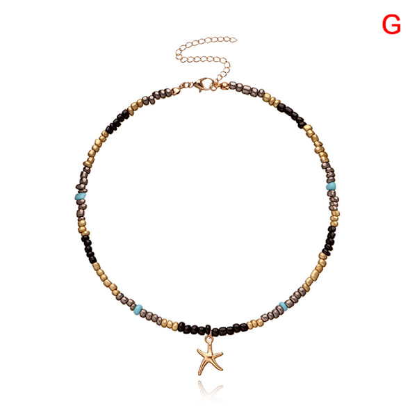 Farverig lille perle sommerfugl stjerne vedhæng Choker Bohemia Neckl G