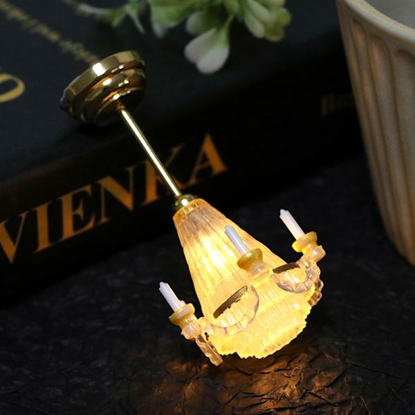 Dukkehus Miniatyr Taklampe LED Lampe Stue Dekor Leketøy