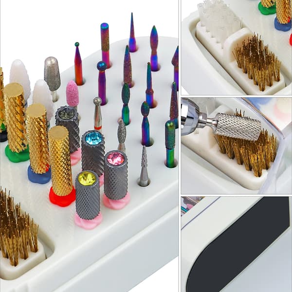 30-hulls Nail Art Slipehode Oppbevaringsboks Drill Oppbevaringsboks White
