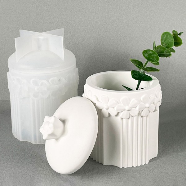Stripe blomsterpotte silikoneform DIY blomsteropbevaringsboks Craft