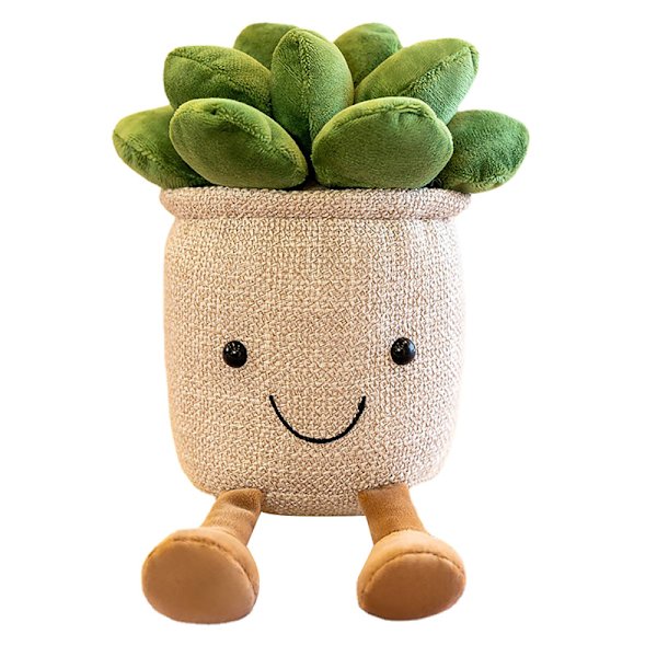 Simulerad plyschleksak Succulent Plyschplysch i kruk Beige