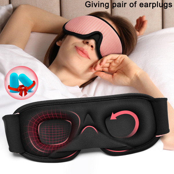 1kpl 3D Sleeping Eye Mask Travel Relax Patch Pehmustettu sokkoside Black