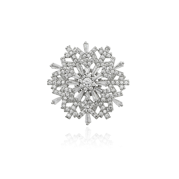Roterbar Crystal Rhinestones Broche Snowflake Broche Pins Silver