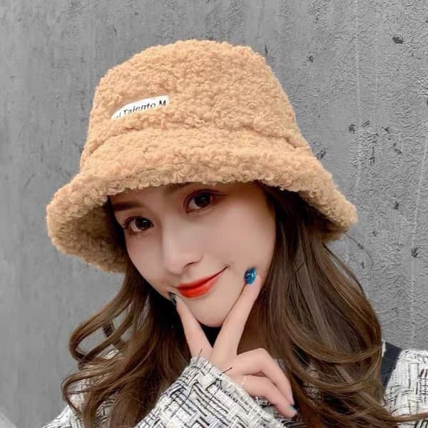 Lammeuld Bøttehat Vinter Varme Hatte Lady Flat Top Cap Khaki
