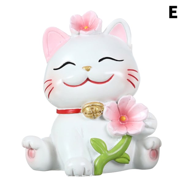 Resin Lucky Cat Ornament Cherry Blossom Cats Telefon Stand Holder E