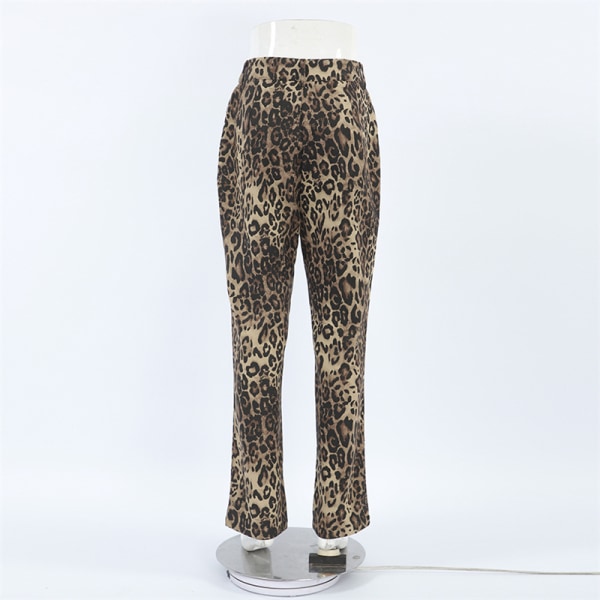 Damejeans Tan Leopard Jeans Bukser Midje Rette bukser leopard print M