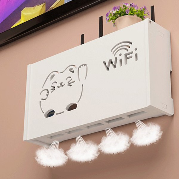 Trådløs Wifi Router Oppbevaringsboks Stue Veggmontert B