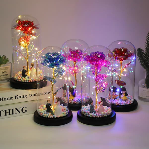 Eternal Flower Glass Rose dekor Bright red
