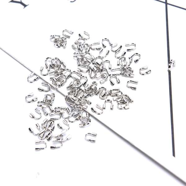 100 stk U-formede spenner trådtrådbeskyttere gjør smykker Silver