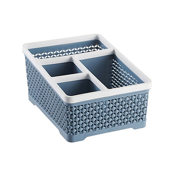 Hollow Out Storage Box Compartment Cosmetic Brush Holder Blue B