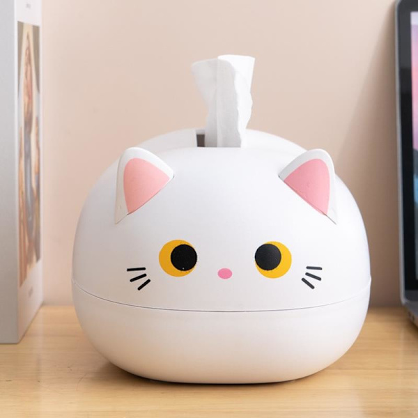 Kawaii Cat Tissue Box Køkken Serviet Opbevaringsboks Wc Papir Conta Black