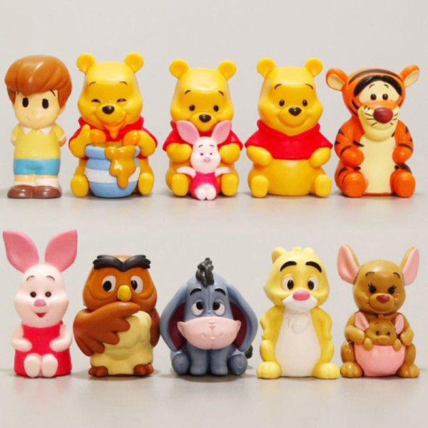 10 stk Disney Winnie The Pooh Eeyore Anime Figurer Legetøj