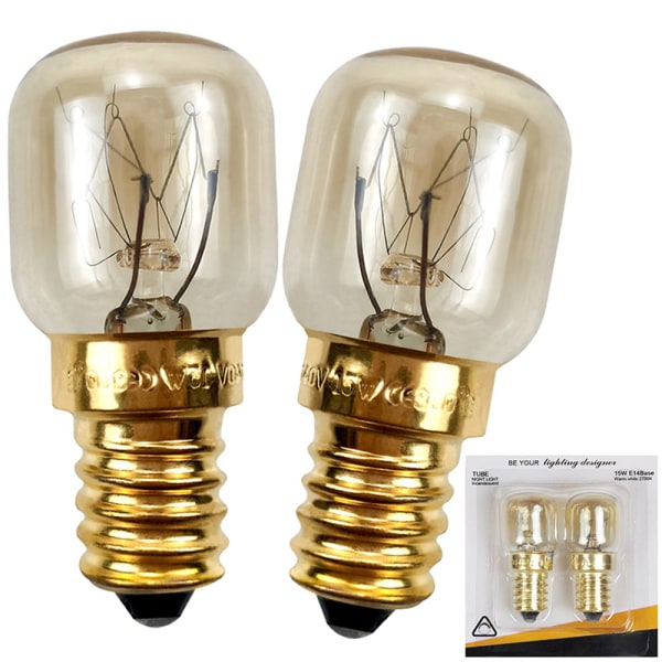 2 stk 300 grader høj temperatur resistent mikrobølgeovn lampe Silver 25W