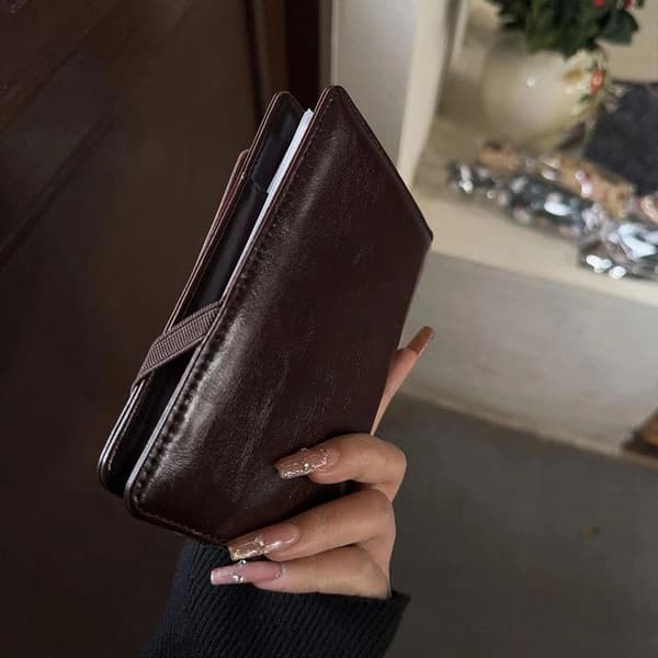 Ny Retro Läder Kortfodral Passfodral Plånbok Resa Black