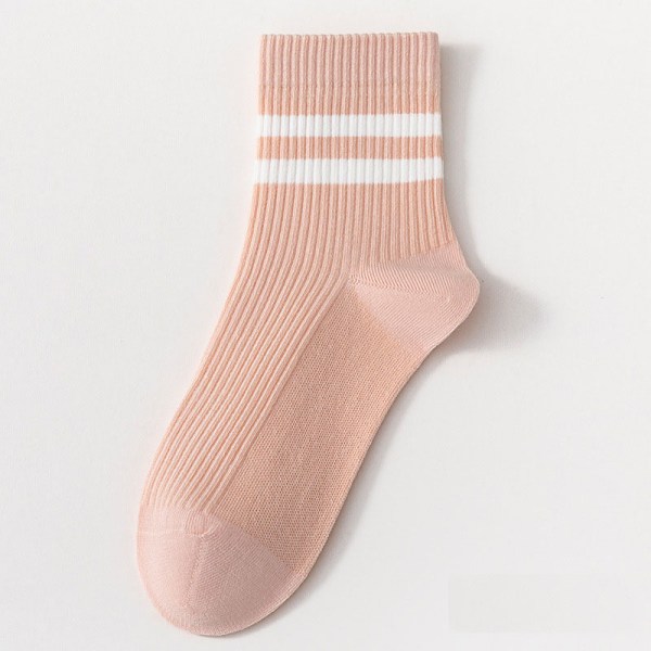 1 par kæmmet bomuld Fashion soild Strømper farverige stribe Sokker Pink